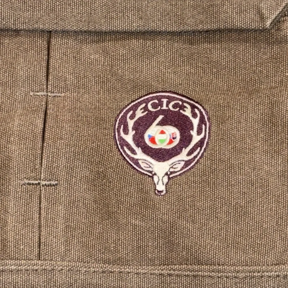 Brown Coffee-Themed Cotton Canvas Messenger Bag w/CIC Patch